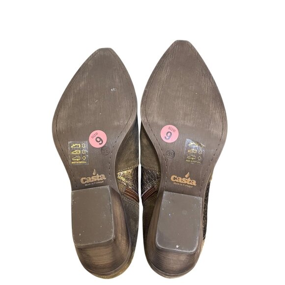 Casta Ankle Booties Dirk Brandy Size 9 Distressed Suede & Leather - Picture 11 of 12